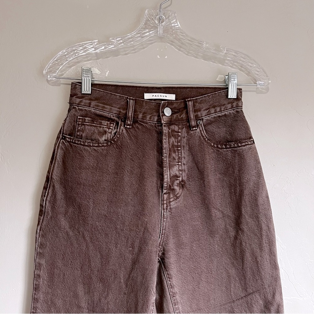 Pacsun High Rise Straight Button Fly Raw Hem Rigid Denim Jeans‎ - Picture 3 of 11